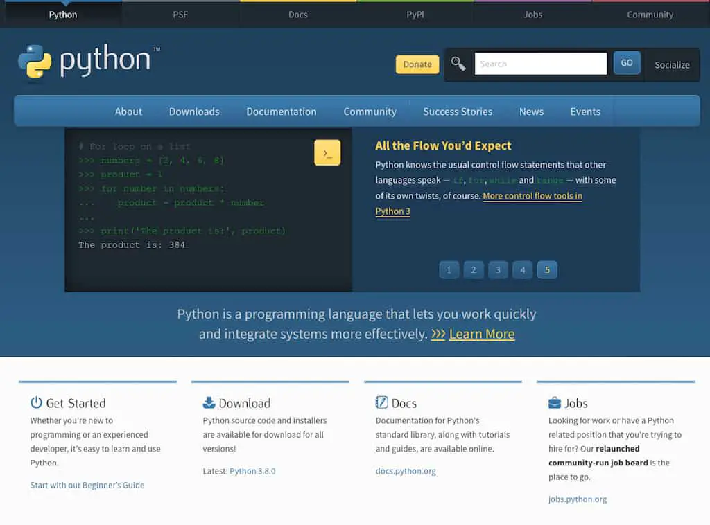 python website screen