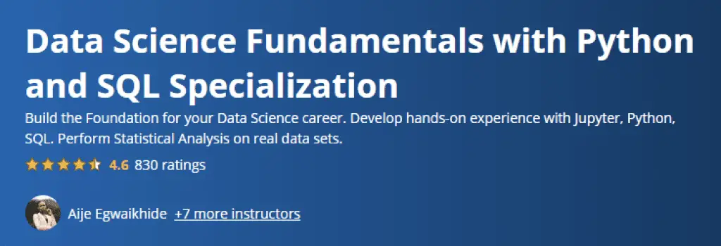 Data Science Fundamentals with Python and SQL Specialization